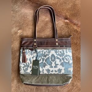 Myra Bag NWT Writer Leather Tote Blue